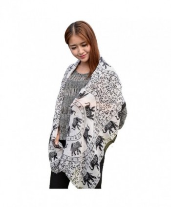 Deamyth Women Elephant Printing Scarf Soft Wrap Shawl Voile Scarves - White - C912NUM4HN2