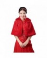 ShangShangXi Women's Faux Fur Wrap Cape Stole Shawl Bolero Jacket Coat For Wedding - Red - C1186DKZEMW