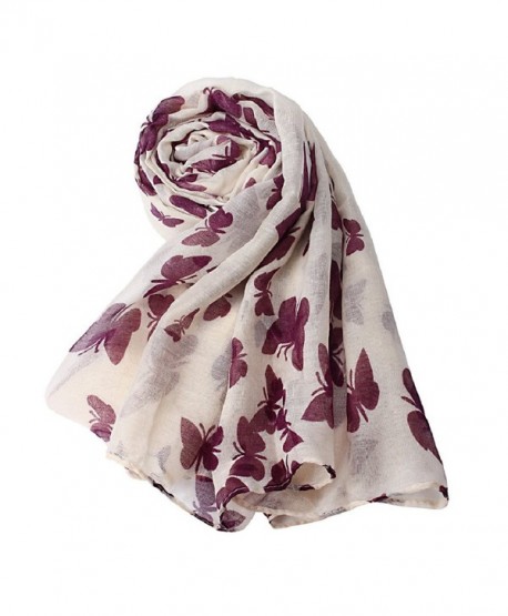 Lookatool Women Lady Butterfly Scarf Scarves Sun Protection Gauze Kerchief - Beige - C1127NKSM8X