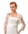 Topwedding 3/4 Sleeves Ivory Tulle Wedding Bridal Shrug Lace Bolero w Sequin - C011V8BWU73