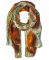 La Fiorentina Women's Abstract Floral Print Scarf with Swirls - Brown Combo - C211RU0UHWB