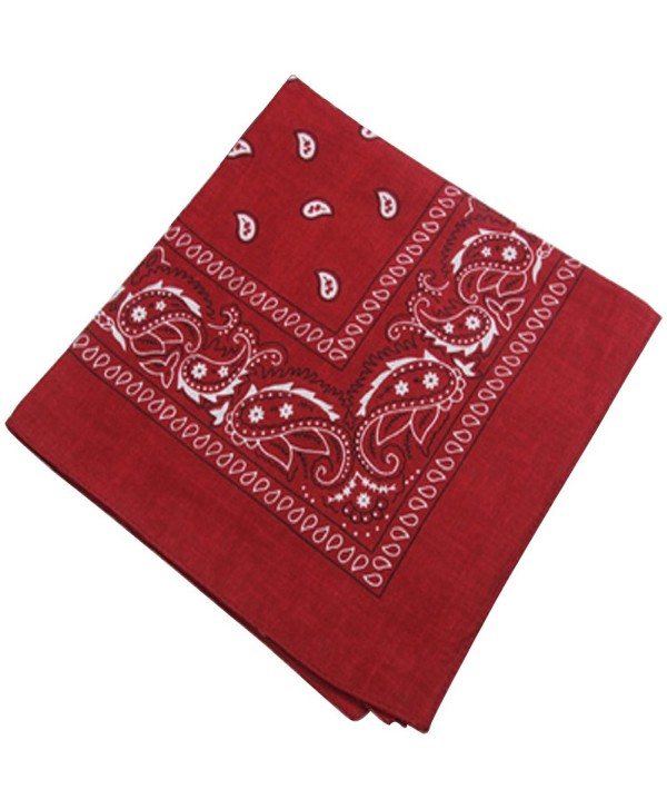 Printing Head Scarf Cotton Small Square Hair Wrap Burgundy for Women Men - CM1802Y822W