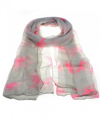 Hunzed Fashion Women Running Horse Print Long Scarf Shawl Wrap Stole Voile - Gray+pink - CX12NUO8Z24
