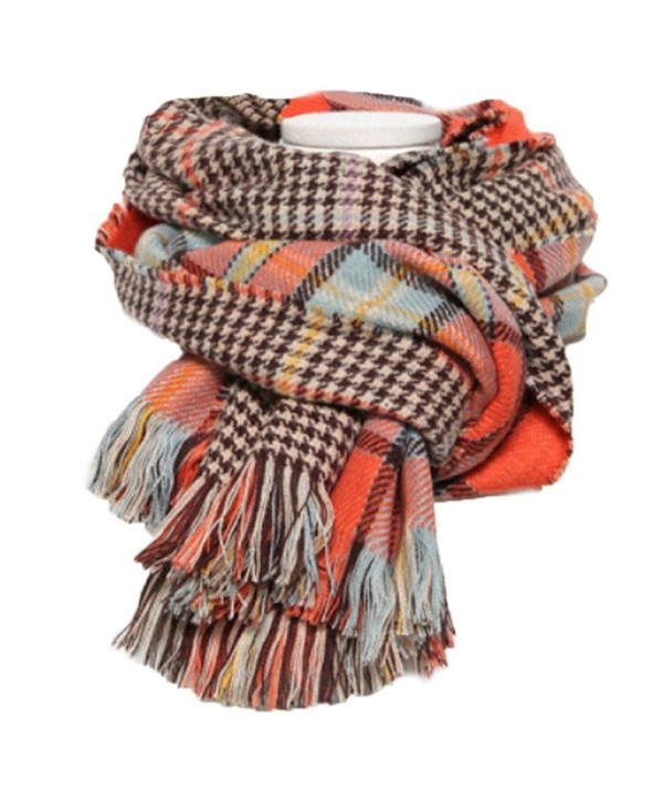 EF Women's Plaid Large Beach Wraps Sheer Grid Shawl Warm Lattice Scarf - Plaid 8 - CG127ZFUQ85