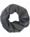 Sakkas Dalien Short Length Two Sided Faux Fur Ribbed Cable Knit Infinity Scarf - Grey - C312MX8MN1F