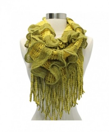 Yellow Olive Two Tone Fringed Infinity