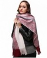 EVRFELAN Winter Warm Oversized Shawl Fringe Tassel Scarf Knit Blanket Pashmina for Women - Red Beige - C2185GWCCYT