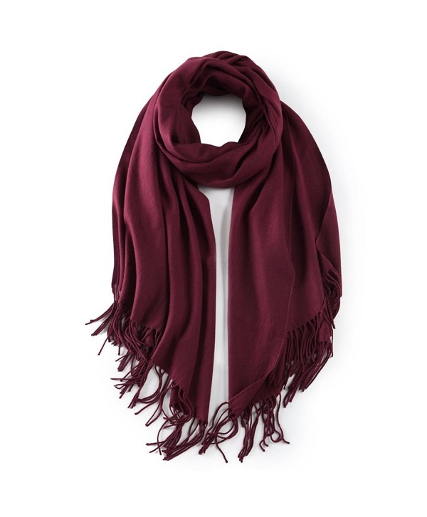 Cashmere Poncho Blanket Scarfs Fringe - Wine - CA188GE65SY