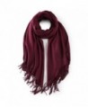 Cashmere Poncho Blanket Scarfs Fringe - Wine - CA188GE65SY