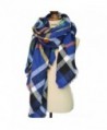 Women's Cozy Tartan Scarf Wrap Shawl Neck Stole Warm Plaid Checked Pashmina - Blue - C5126MSZVQ3