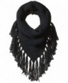 Steve Madden Women's Triangle Snood W Fringe - Black - C0182W7NNG6