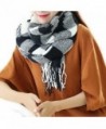 Ibeauti Women's Classic Plaid Blanket Scarf Long Winter Cozy Tartan Scarf Shawl - Black & White - CD1895H2UXT