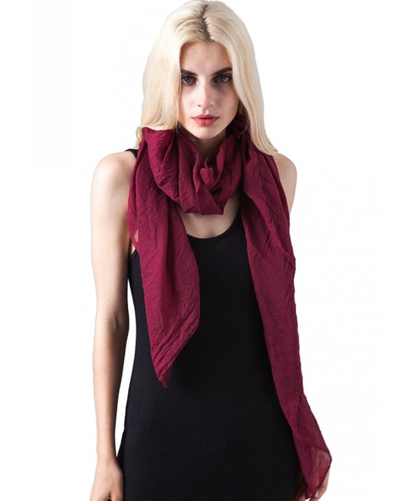 MissShorthair Womens Long Scarf in Solid Color Large Sheer Shawl Wraps for Evening - 10 Burgundy - CE188OZDRH3
