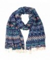 Bruceriver Women's Lightweight Soft Touch Printed Scarf with Tassels - Navy - CF12I68NT2Z