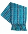 Mexican Handmade Colorful Rebozo Shawl - Cyan - CL187QXEKDT