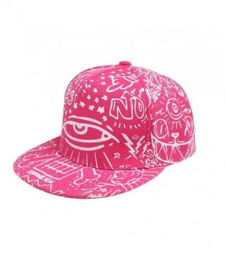 Kemilove Fashion Vintage Baseball Flat Bill Hat Hippie Eye Hiphop Adjustable Cap - Pink - CV12IFQ3Z0T