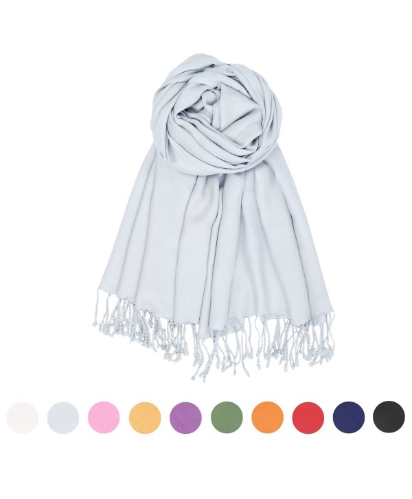 Stylish Silky Scarf Pashmina Solid Shawl Women love Fashion Wrap Silk Stole - Gray - CV1876W0LT8