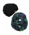 Bowbear Tartan Winter Infinity Scarf with Beanie - Blue/Green + Black - CI186435G34