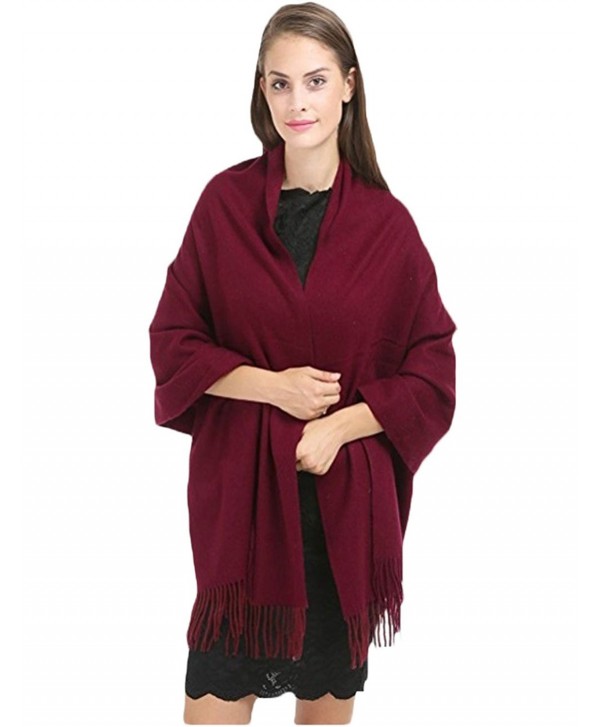 ALAIX Womens'Cashmere Feel Lightweight Scarf Winter Shawl Wrap - Weinred - C8187U8UON5