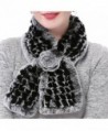 Valpeak Women's Real Rabbit Fur knitted Winter Warm Neck Wrap Scarf Rose Design - Black - CU185W4S25K