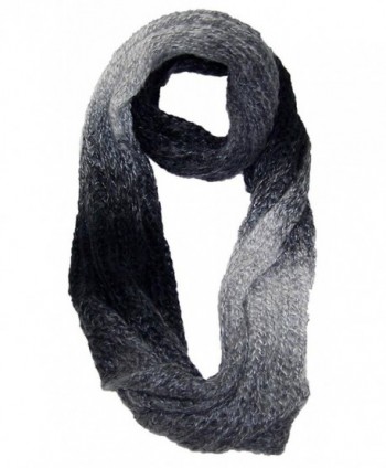Best Winter Hats Women's Gradient Color Knit Infinity Winter Scarf (One Size) - Black/Gray - CY11QDRQTRJ