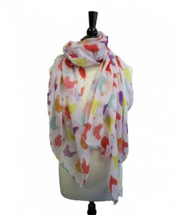 Fluffy Layers Fashion Scarves ( Horses and Chicken Prints) - White Chicken Print - CK12MYIH9E5