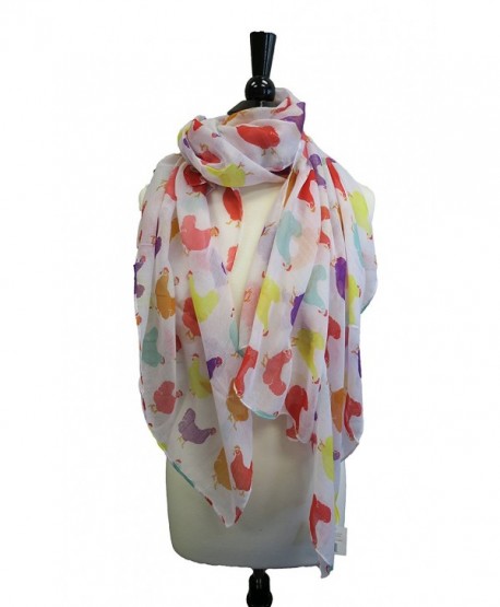 Fluffy Layers Fashion Scarves ( Horses and Chicken Prints) - White Chicken Print - CK12MYIH9E5