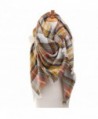 Plaid Checked Tartan Scarf Wrap Shawl - Grey Orange - C71267ZVCQJ