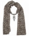 Leopard Print Long Scarf with Pendant Jewelry Charm - Owl - CH189U85885