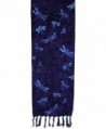 Batik Scarves - Dragonflies- Teal on Purple Only - Eggplant - CE123IVMBDX