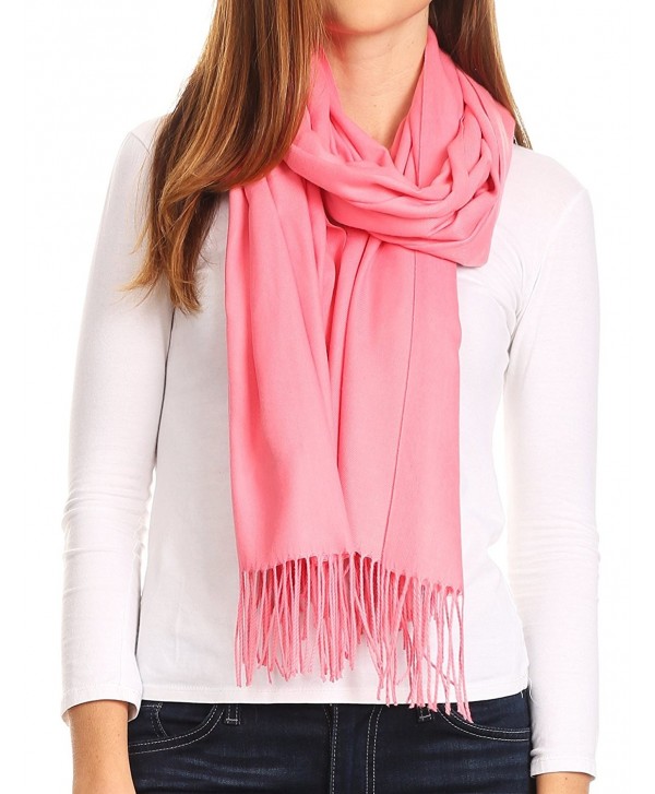 Sakkas Iris Warm Super Soft Cashmere Feel Pashmina Shawl / Scarf with Fringes - Coral - CL185QIS2IX