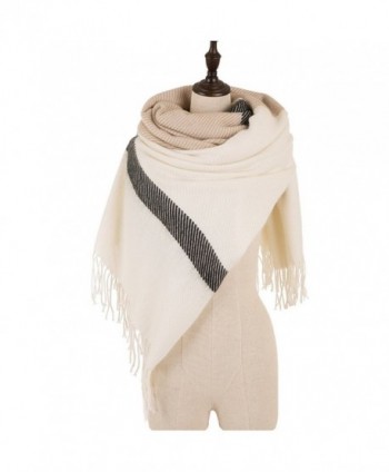 eUty Autumn Winter Soft Stripe Scarf Beige&Light Tan - CE12NTRP77G