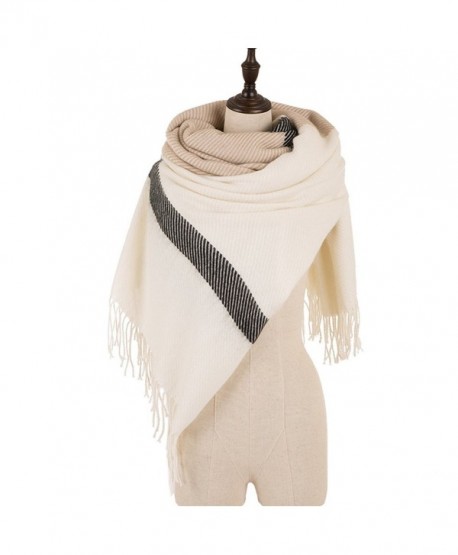 eUty Autumn Winter Soft Stripe Scarf Beige&Light Tan - CE12NTRP77G