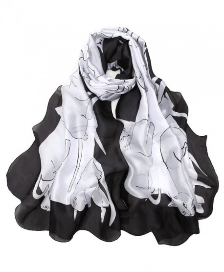 Sleep Koala Women Silk Scarf Large Satin Hair Scarves Fashion Pattern Wrap Shawl - Catwhite - CE189NQM4TX