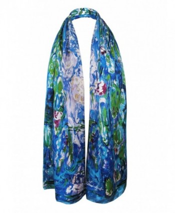 Swhiteme Luxurious 100 Charmeuse Scarf - "Claude Monet's ""Water Lilies""" - CB11QYOXCEJ