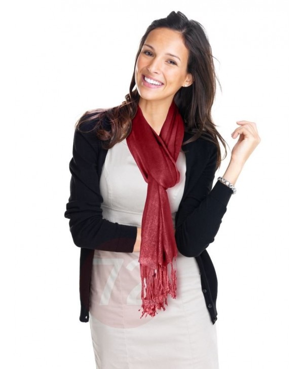 Kuldip Unisex Pashmina Scarf Shawl Wrap Throw Wine Red - C31130YIHDH