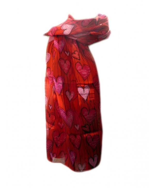 New Company Womens Valentines Day Hearts Scarf - Red - One Size - CS11IUGEBKX