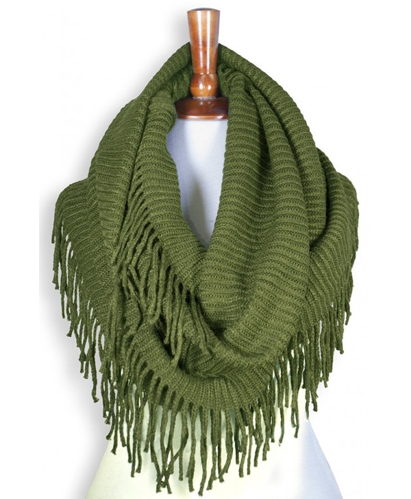 Basico Women Winter Warm Knit Infinity Scarf Tassels Soft Shawl ** Various Colors ** - G70 Apple Green - CY186MZ8G8E