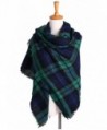 Women's Oversized Plaid Blanket Scarf Checked Warm Tartan Pashmina Wrap Shawl - Green - CU18646I99U