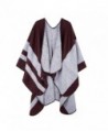 PULI Women's Color Block Blanket Scarf Winter Pashmina Reversible Cardigans Wrap Poncho Cape - Brown - CL1889HR65I