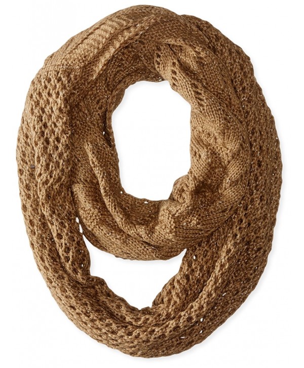 D&Y Women's Mixed Crochet Loop Infinity Scarf - Khaki - CY11WD3XX4J