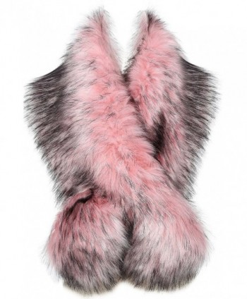 BABEYOND Womens Faux Fur Collar Shawl Faux Fur Scarf Wrap Evening Cape for Winter Coat 47.2" - Pink - C6187Q95IQ9