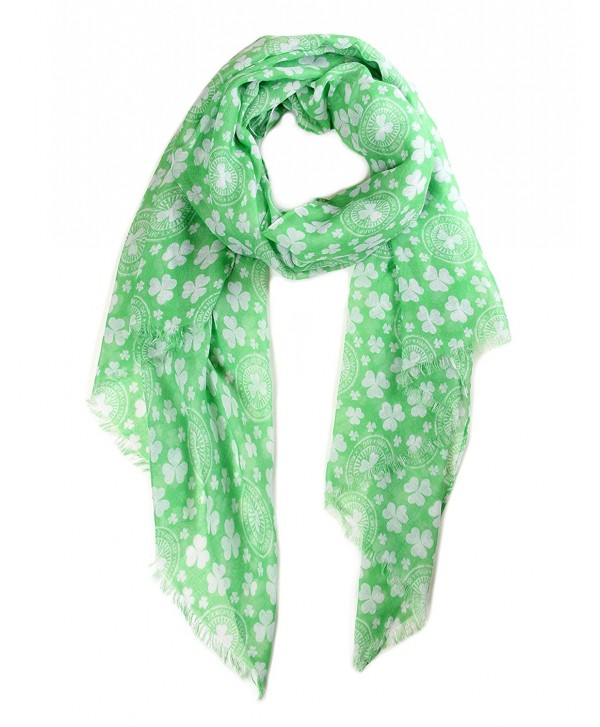 Funky Junque's St. Patricks Day Green Shamrock 4 Leaf Clover Party Holiday Scarf - Green Small Clover - CW12O8V56UY
