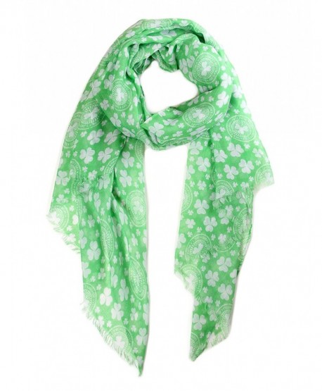 Funky Junque's St. Patricks Day Green Shamrock 4 Leaf Clover Party Holiday Scarf - Green Small Clover - CW12O8V56UY