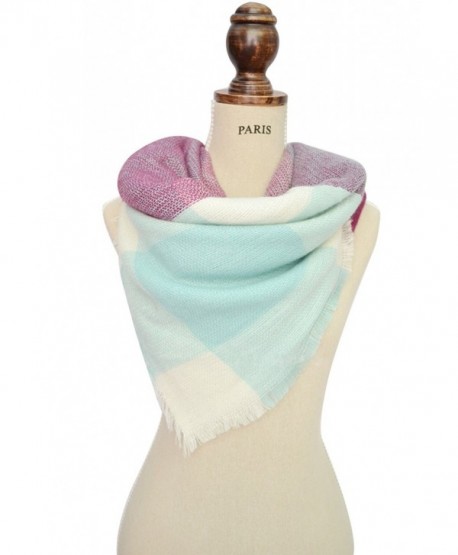 Ancia Women Soft Plaid Scarf Large Wraps Shawl Sheer - Light Purple - CI126YNLUVL