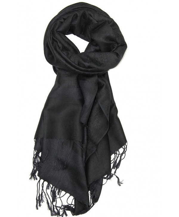 Achillea Two Tone Vintage Jacquard Paisley Pashmina Shawl Wrap Scarf - Black - C9185I7U8QL