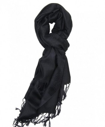 Two Tone Vintage Jacquard Paisley Pashmina Shawl Wrap Scarf - Black ...