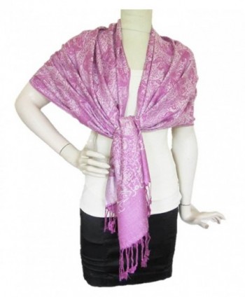 Elephant Print Scarf 100% Cashmere Shawls and Wraps for Women Soft Wool Large - Fuschia - CS186QXS8KU