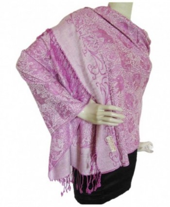 Elephant Print Cashmere Shawls Fuschia