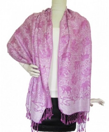 Elephant Print Cashmere Shawls Fuschia in Wraps & Pashminas